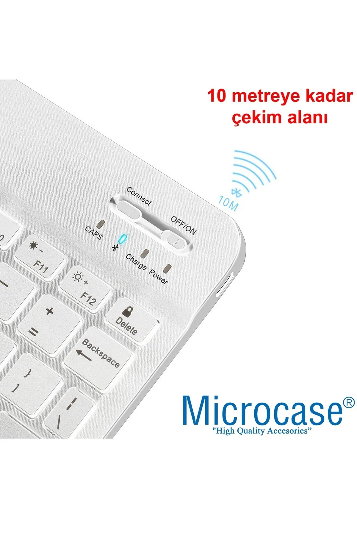 Microcase Tablet Telefonlar Rgb Led Işıklı Bluetooth Klavye Şarjlı Kablosuz Beyaz Al2670