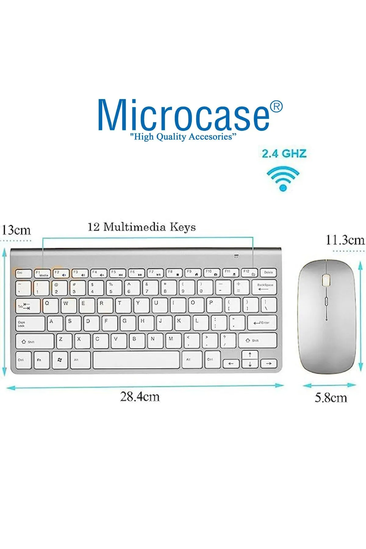 Microcase Tablet Ve Bilgisayarlar Için 2.4g Wireless Kablosuz Klavye Ve Optik Fare Seti Al3946