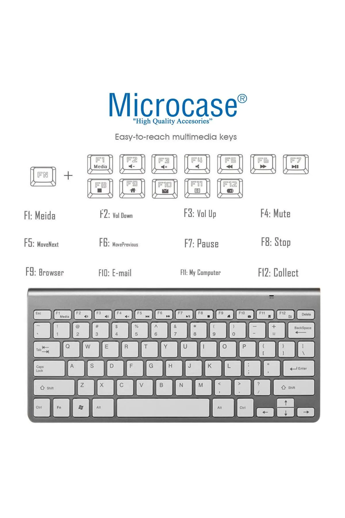 Microcase Tablet Ve Bilgisayarlar Için 2.4g Wireless Kablosuz Klavye Ve Optik Fare Seti Al3946