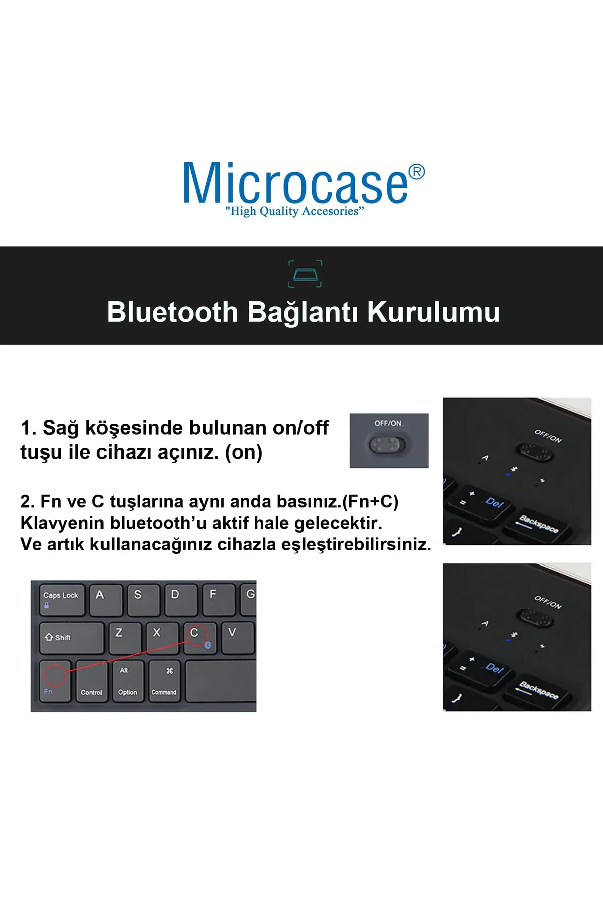 Microcase Tablet ve Telefonlar için Şarjlı Touchpadli Türkçe Bluetooth Klavye - AL2724