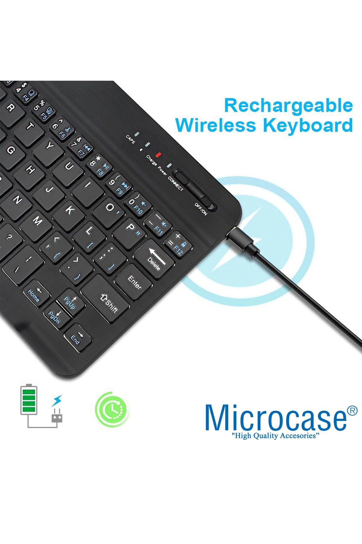 Microcase Tablet Ve Telefonlar Için Bluetooth Klavye Şarjlı Kablosuz - Al2671 Mor