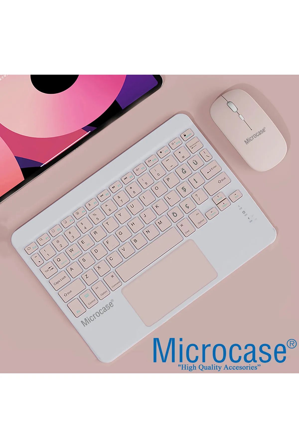 Microcase Tablet ve Telefonlar için Türkçe Q Bluetooth Touchpad Klavye ve Mouse Set - AL3560