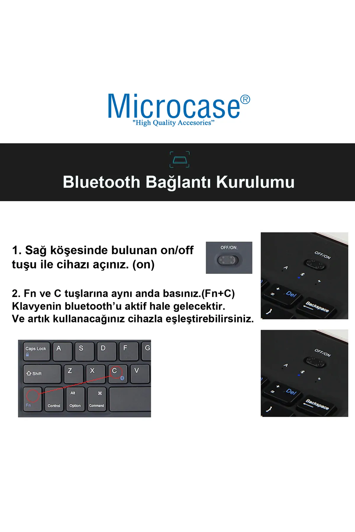 Microcase Tablet ve Telefonlar için Türkçe Q Bluetooth Touchpad Klavye ve Mouse Set - AL3560