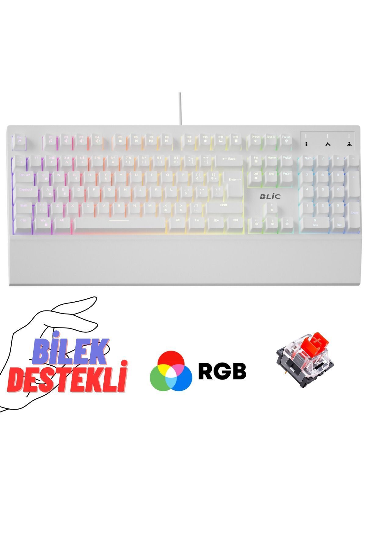 Sarftech Tak Çıkar Bilek Destekli Rgb Red Switch Türkçe Q Gaming Oyuncu Mekanik Klavye Bkb5