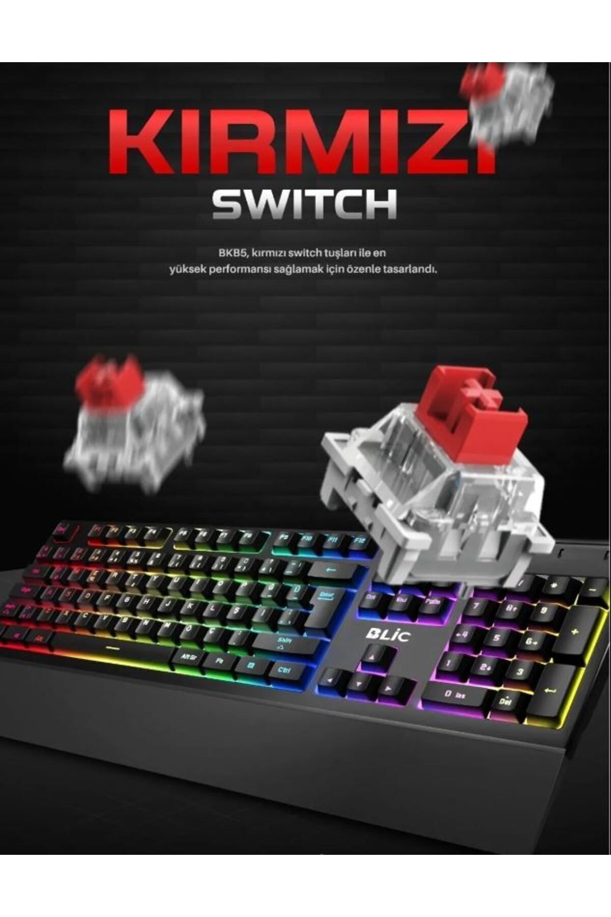 Sarftech Tak Çıkar Bilek Destekli Rgb Red Switch Türkçe Q Gaming Oyuncu Mekanik Klavye Bkb5