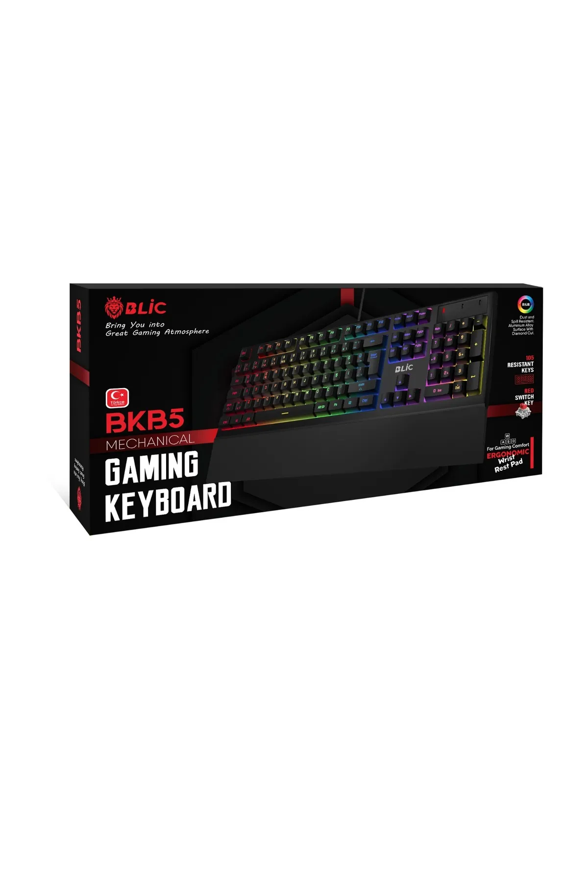 Sarftech Takıp Çıkarılabilen Bilek Destekli Rgb Red Switch Türkçe Q Gaming Oyuncu Mekanik Klavye Bkb5