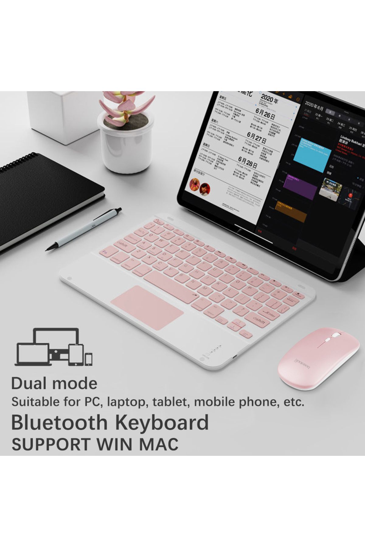 TMAX Taşınabilir Şarjlı Bluetooth Klavye+Mause set (Android/Windows/İos Uyumlu) Yeni model.