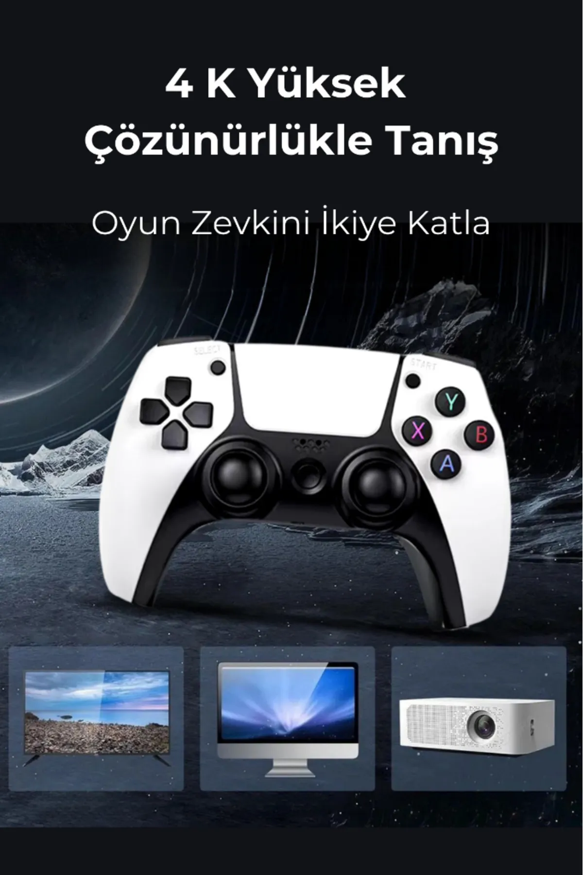 Bakeey Taşınabilir Çift Kol 2000 Atari Oyunlu 2.4g Kablosuz Oyun Konsolu 4k Game Stick Retro Konsol