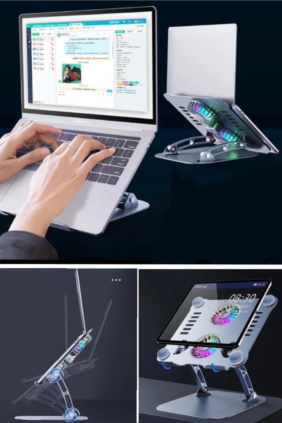 Utelips Taşınabilir Ve Katlanabilir Dizüstü Fan Soğutucu Braketi Yükseklik Ayarlanabilir Stand Profesyonel
