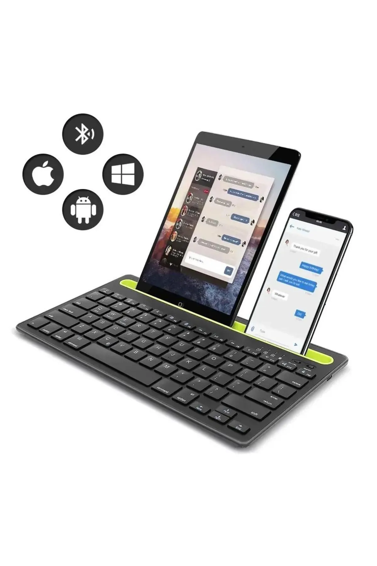 TEKNOMATİK Telefon ve Tablet Klavye Tüm Cihazlar ile Uyumlu İnce Şarj Edilebilir Kablosuz Bluetooth Klavye