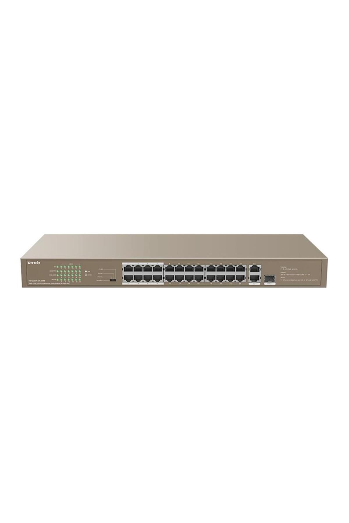 Nusrat Bilişim Tenda TEF1126P-24-250W 24 Port Poe+ 10-100 Switch Çelik Kasa Rack Mount