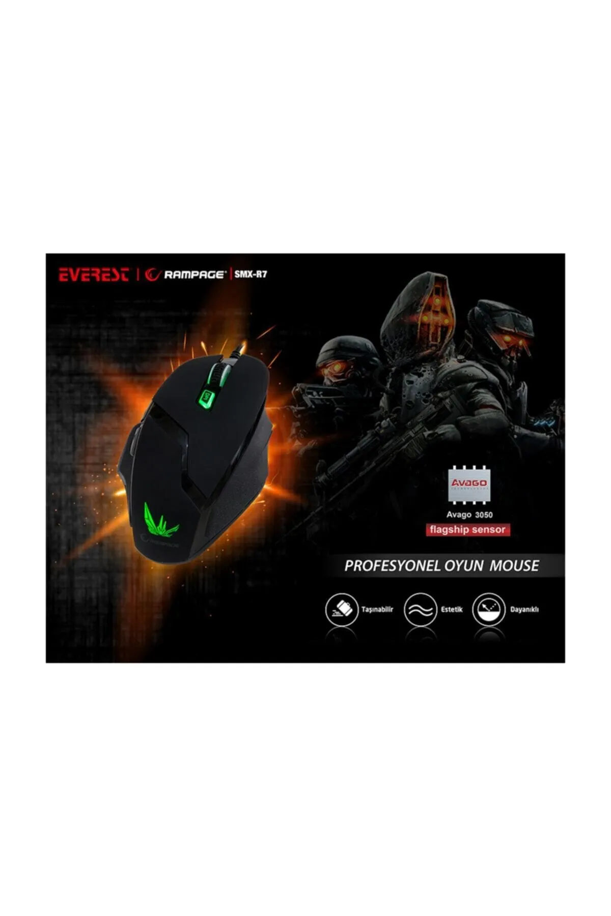 Rampage thestrex Smx-r7 Siyah 4000 Dpi Makro Avago Çipsetli Profesyonel Gaming Oyuncu Mouse Modern Tasarım