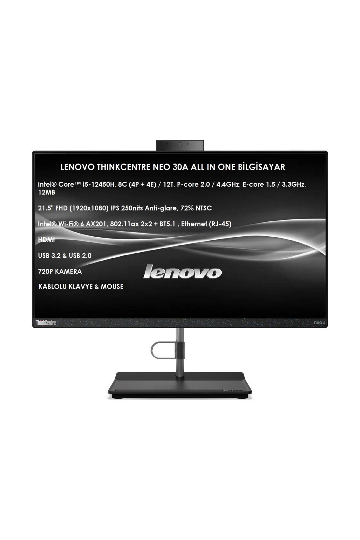 Lenovo ThinkCentre Neo 30a 22 Intel i5 12450H 16GB 256GB SSD 21.5" FHD Win 11 Pro