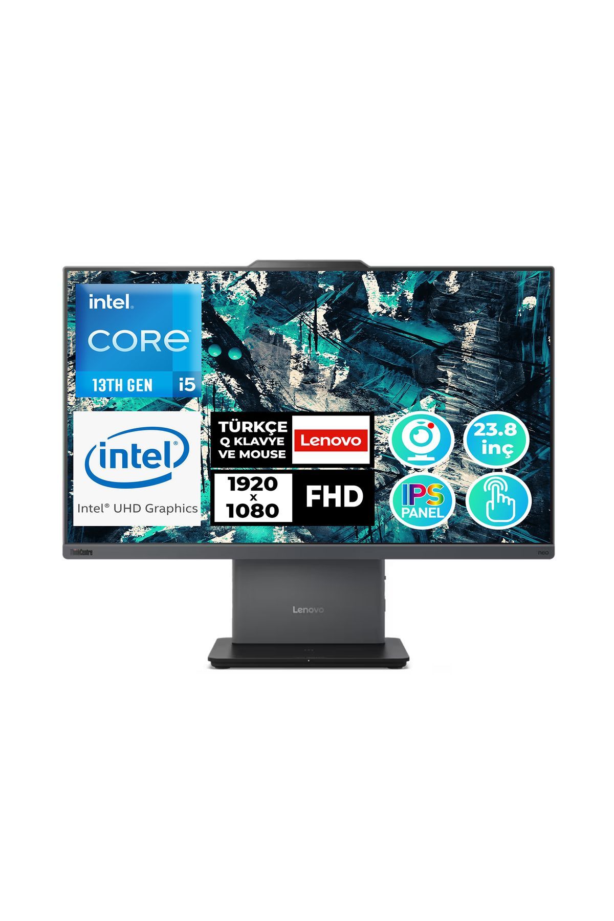 Lenovo ThinkCentre Neo 50a 24 Gen5 i5-13420H 16GB 1TB SSD 23.8" Fdos Dokunmatik AIO 12SC001LTR 004