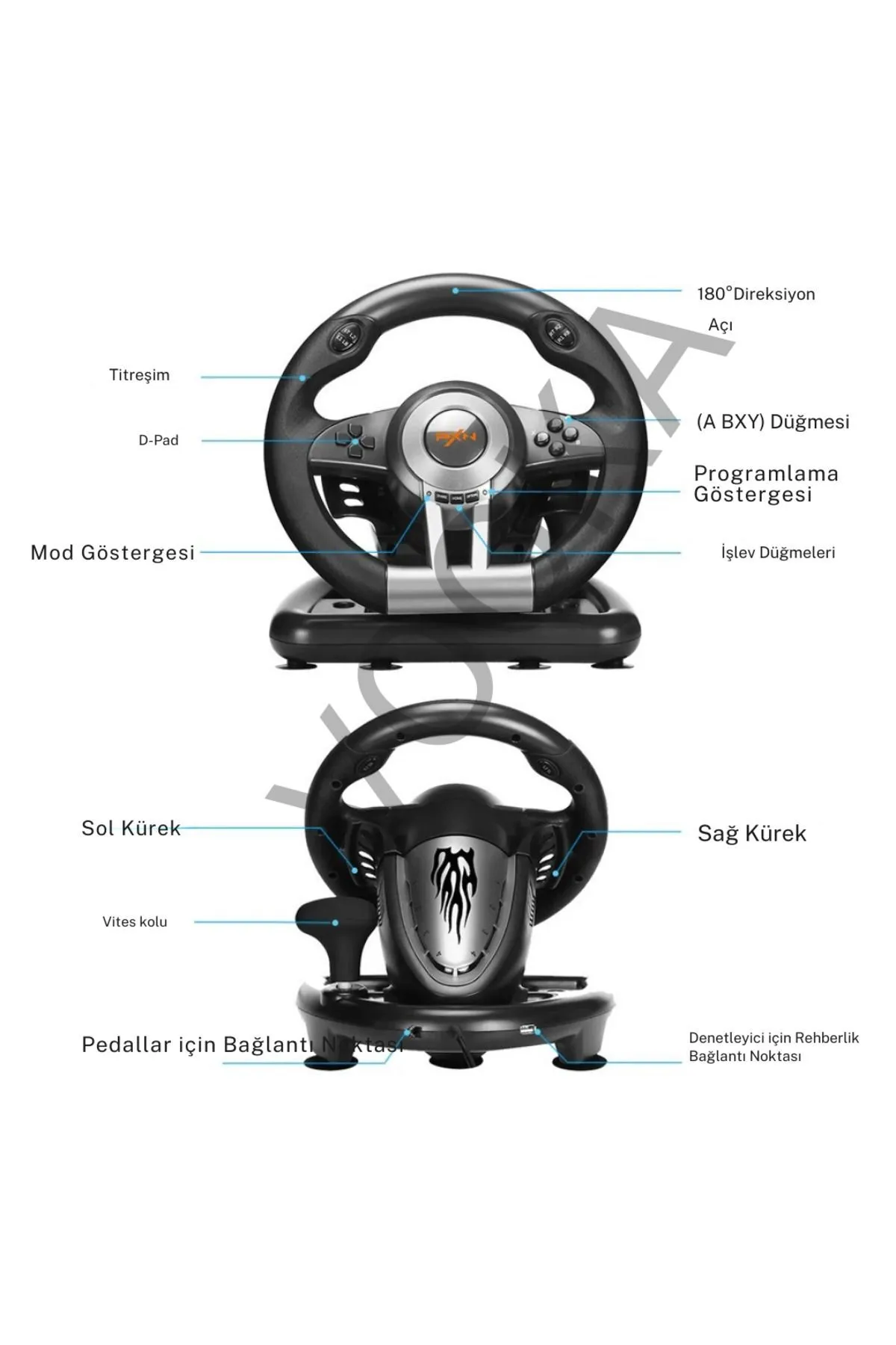 VOOKA Titreşimli Araba Yarışı Oyun Direksiyon Seti PS3, XBOX ONE, XBOX serisi S/X, PC Uyumlu VK3 PRO