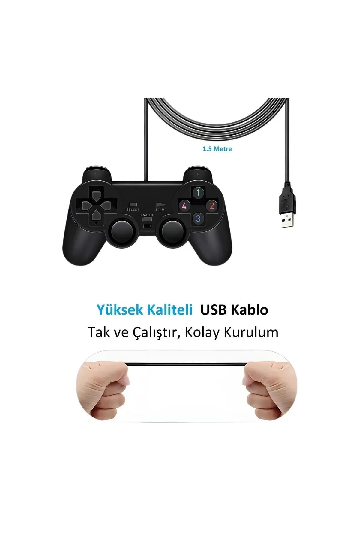 SFL Product Titreşimli Usb Kablolu 2 Adet Joystick Gamepad Oyun Kolu Pc Bilgisayar Ve Laptop Uyumlu 2pcs