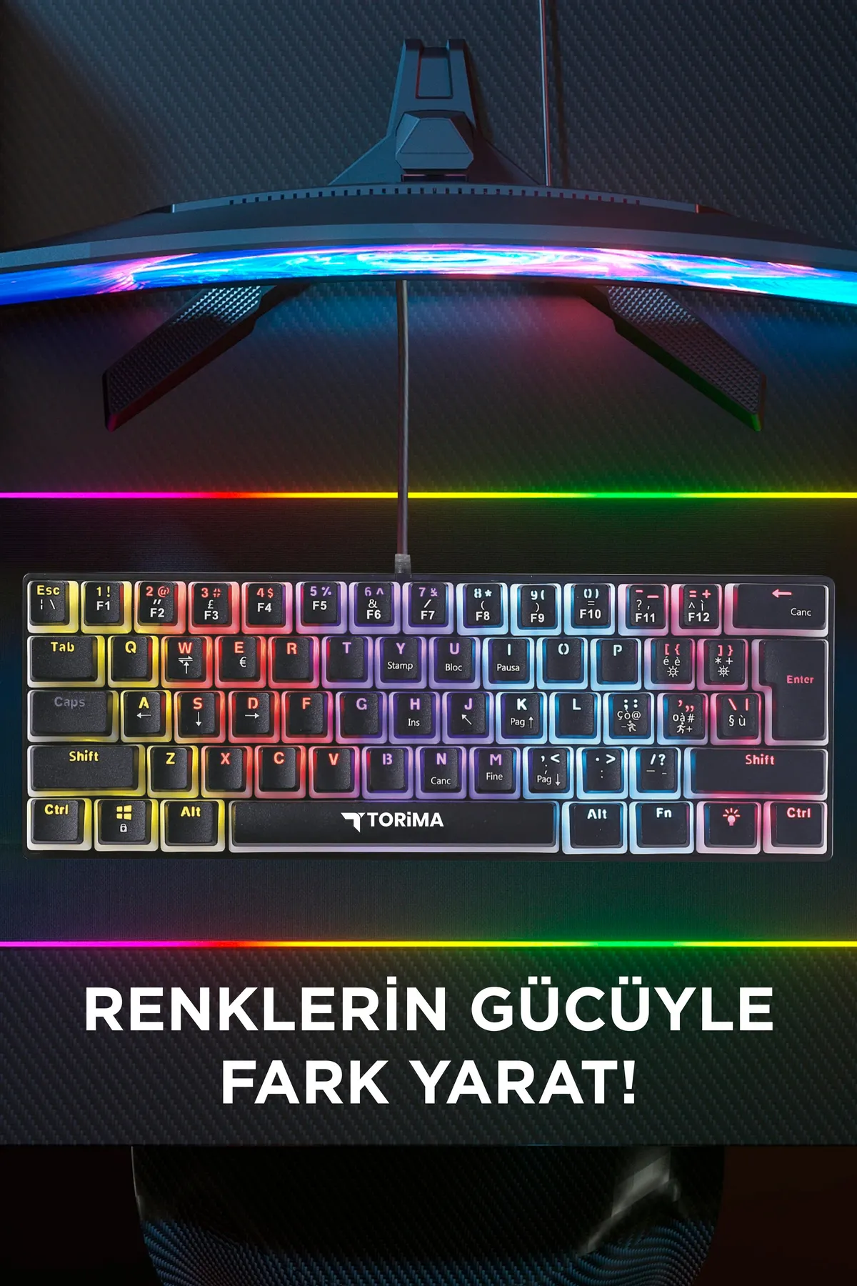 Torima Tk-04 Siyah Mekanik Blue Switch Rgb Işıklı Kablolu Q Klavye