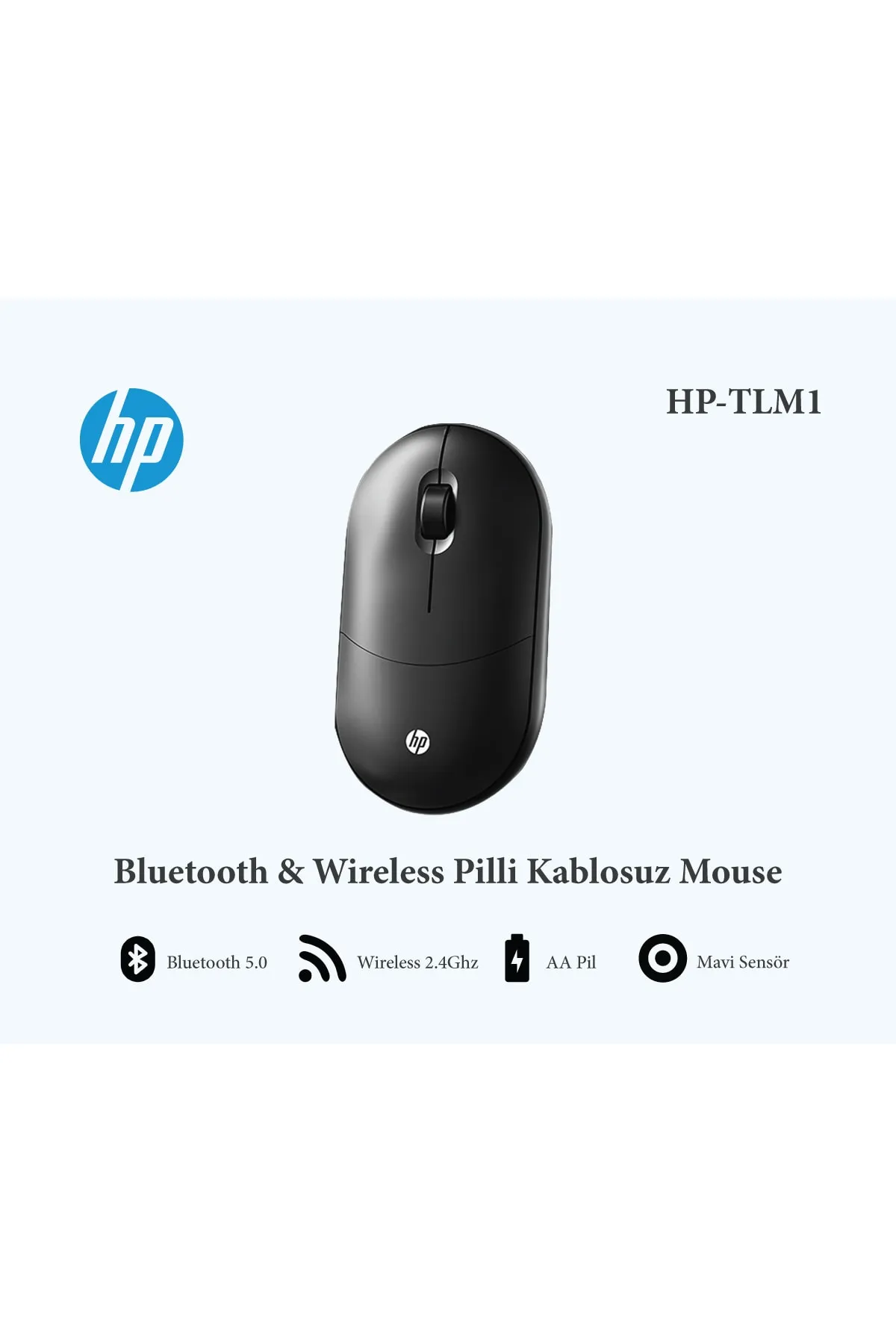 HP Tlm1 2,4ghz Wireless Bluetooth Kablosuz Sessiz Mouse Siyah Telefon Pc Tablet Tv Laptop Mac Uyumlu