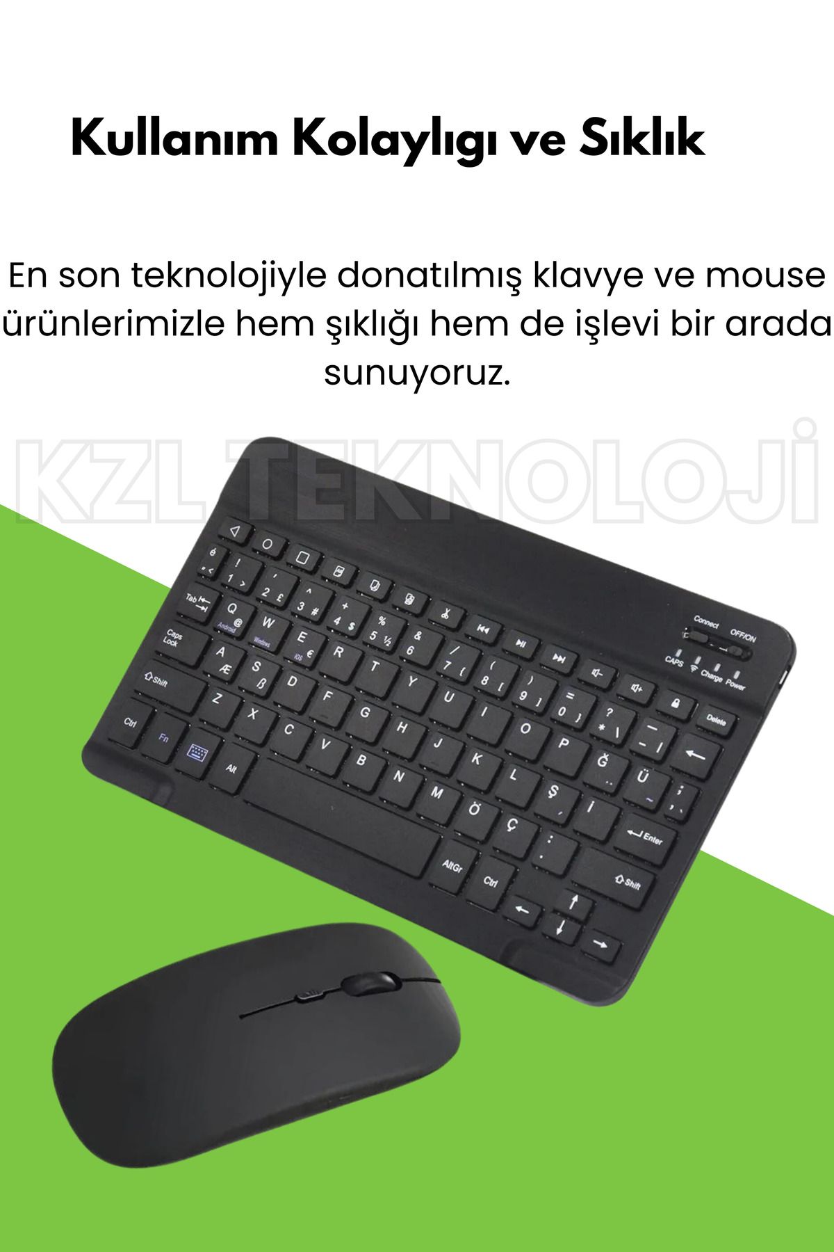 Maybax Tüm Cihazlara Uyumlu Akıllı Taşınabilir Şarjlı Kablosuz Bluetooth & Wireless  Klavye Mouse Seti