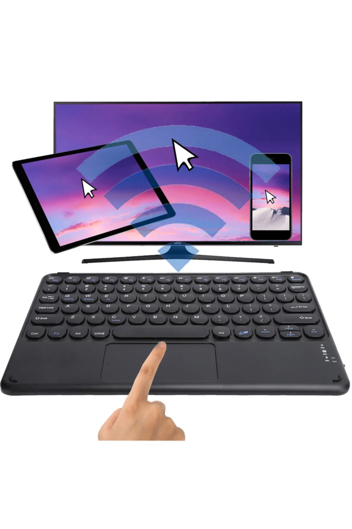 TECHNOM Tüm Cihazlara Uyumlu Touchpad Akıllı Dokunmatik Ekranlı Kablosuz Bluetooth Klavye (ios-android-win)