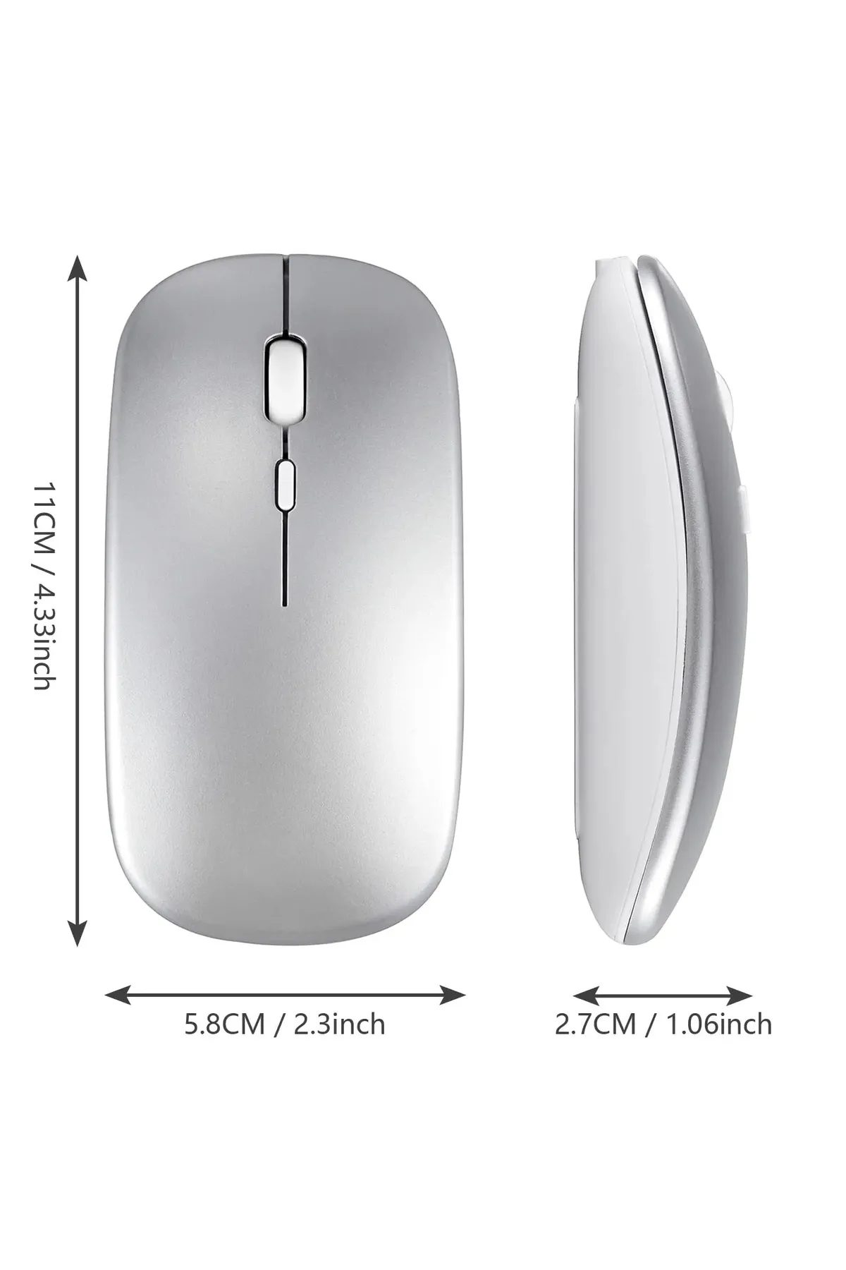 pukotech Tüm Cihazlarla Uyumlu Şarj Edilebilir Sessiz Mouse Bluetooth + 2.4Hz Wifi Kablosuz Mouse Fare