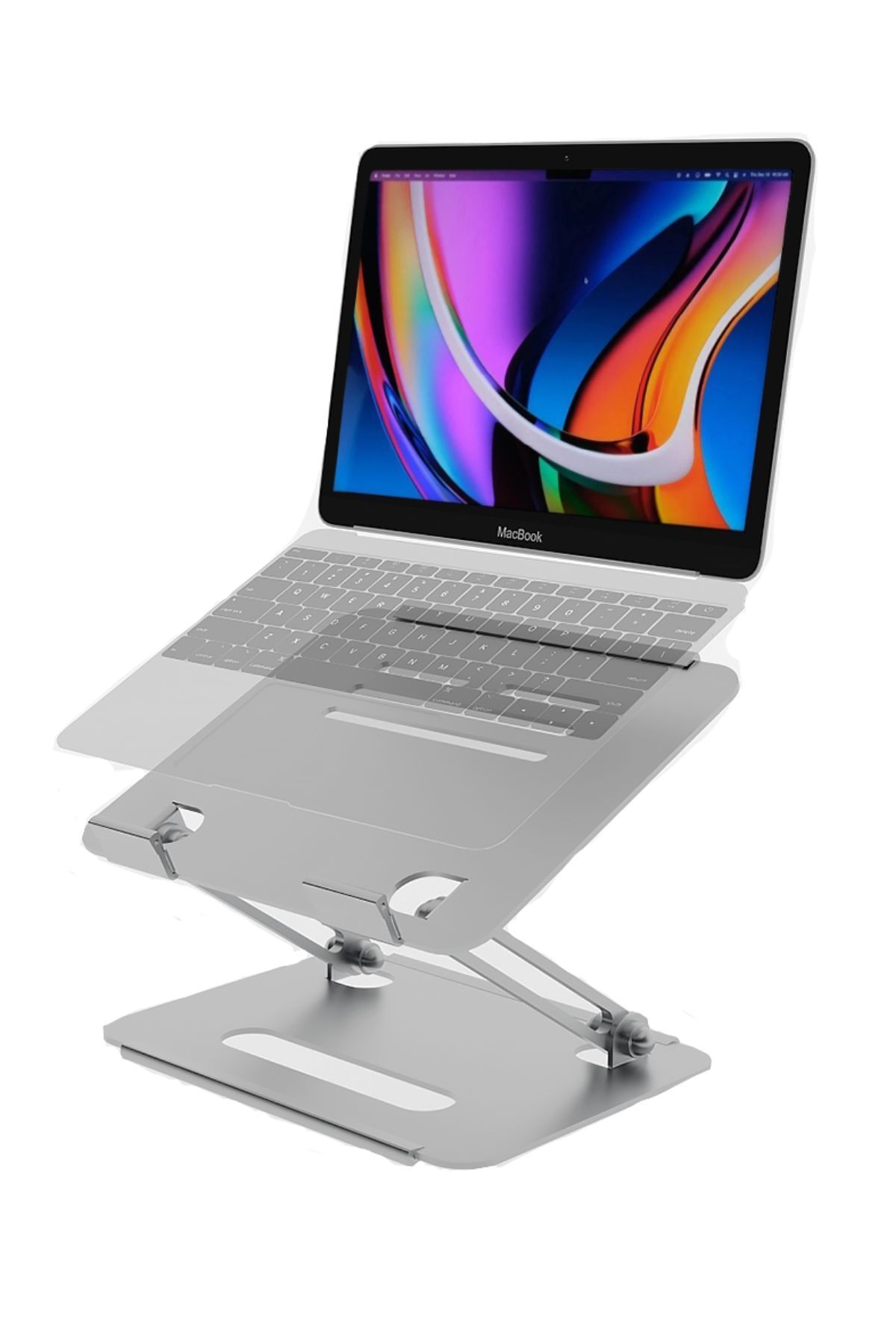 mufamet Tüm Modellerle Uyumlu Metal Kolay Ayarlanır Katlanabilir Ergonomik Gri Notebook Standı