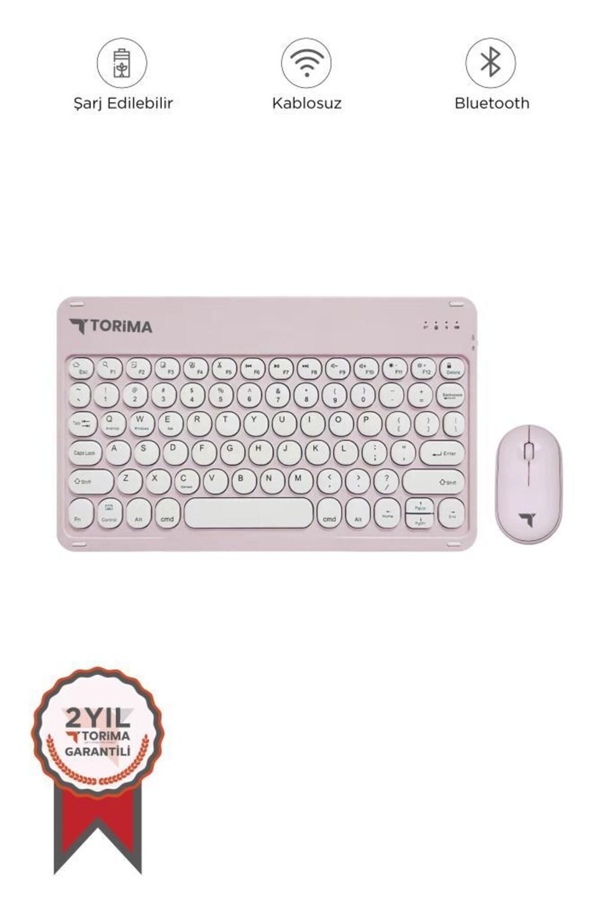 Torima TMK-08 Pembe Kablosuz Bluetooth Klavye Mouse Seti