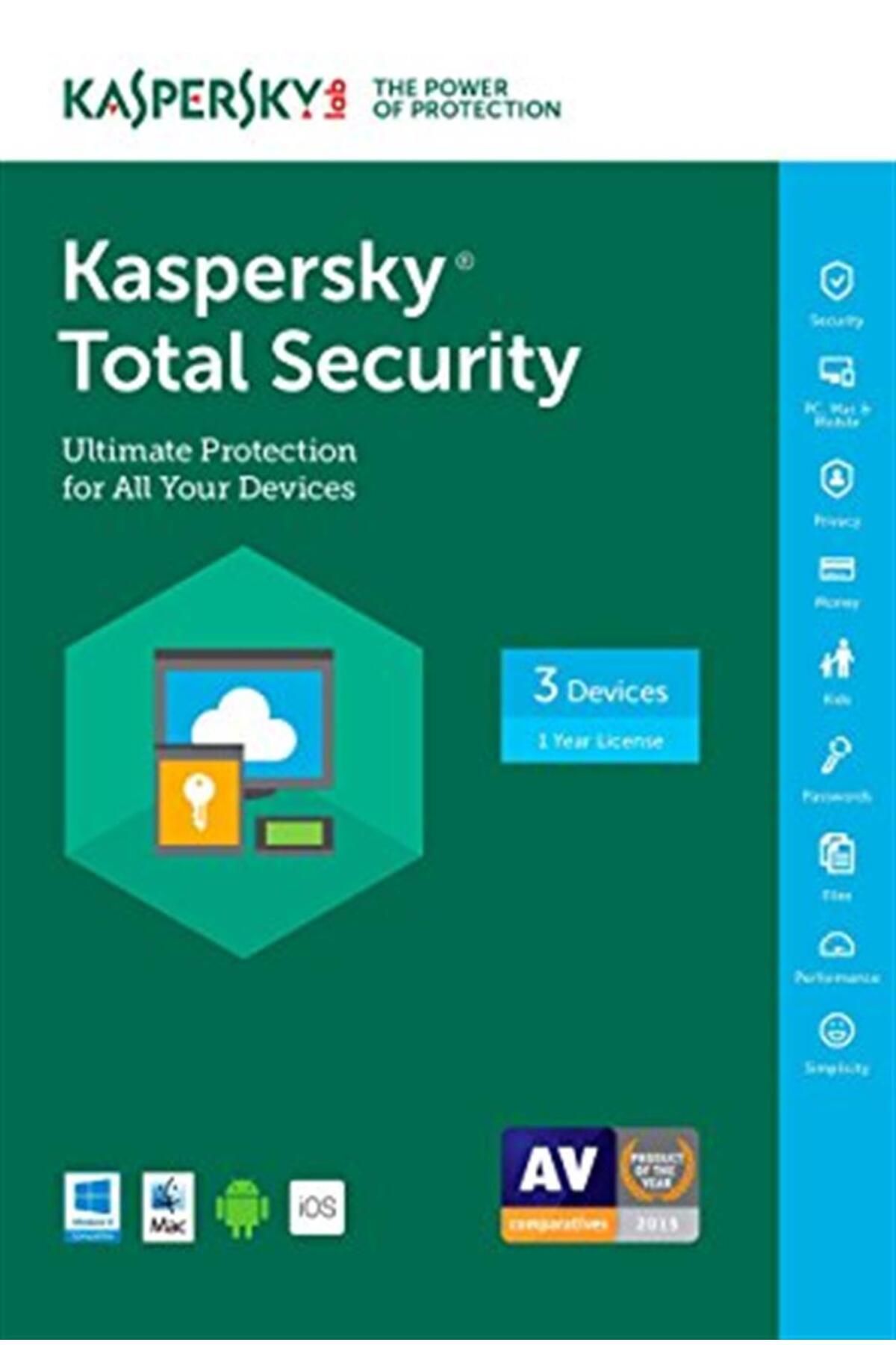 Kaspersky Total Securıty 3 Kullanıcı 1 Yıl