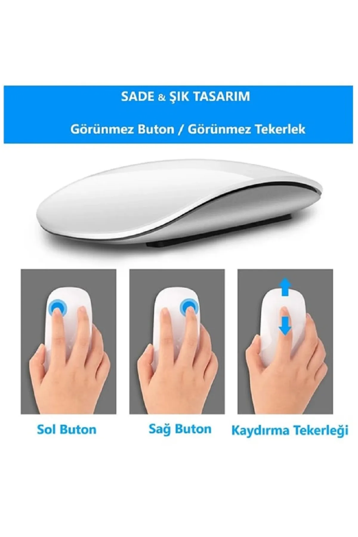 Wontis Touch Bluetooth Mouse Tablet Telefon Bilgisayar ile Uyumlu