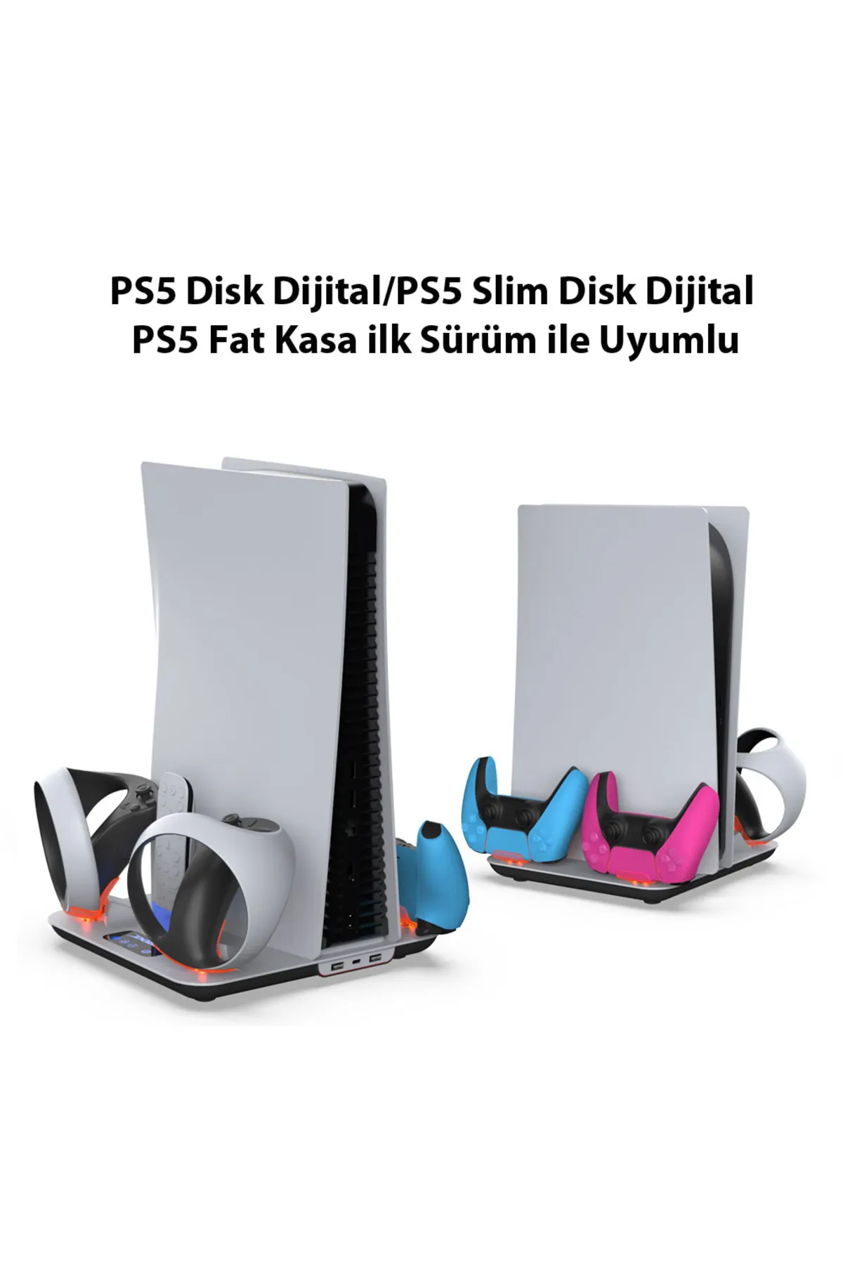 Dobe TP5-3550 PS5 Disk Dijital/PS5 Slim Disk ve PS VR2 Uyumlu Multifonksiyonel Şarj Standı