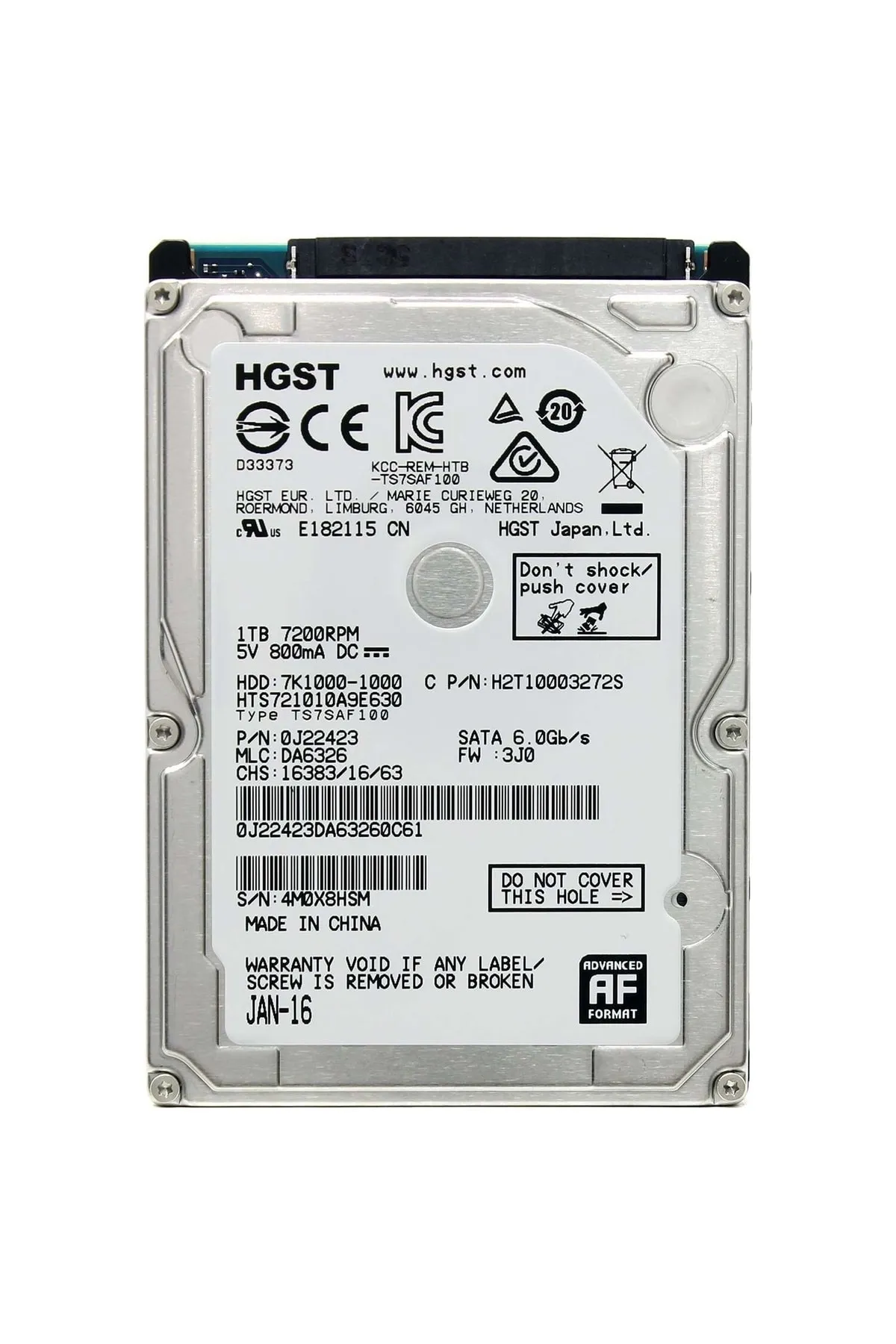 HGST Travelstar 7k1000 2.5" 1tb 7200rpm Okuma 140 Mb/s Yazma 130 Mb/s Sata 3 Hts721010a9e630