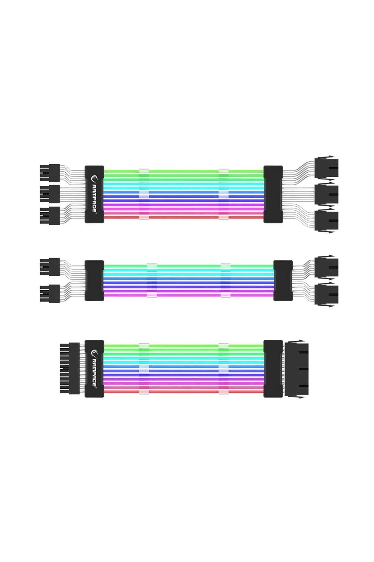 Rampage TRIM X30 Şeffaf PVC Bakır 18AWG ARGB Power Supply 24Pin Uzatıcı Kablo