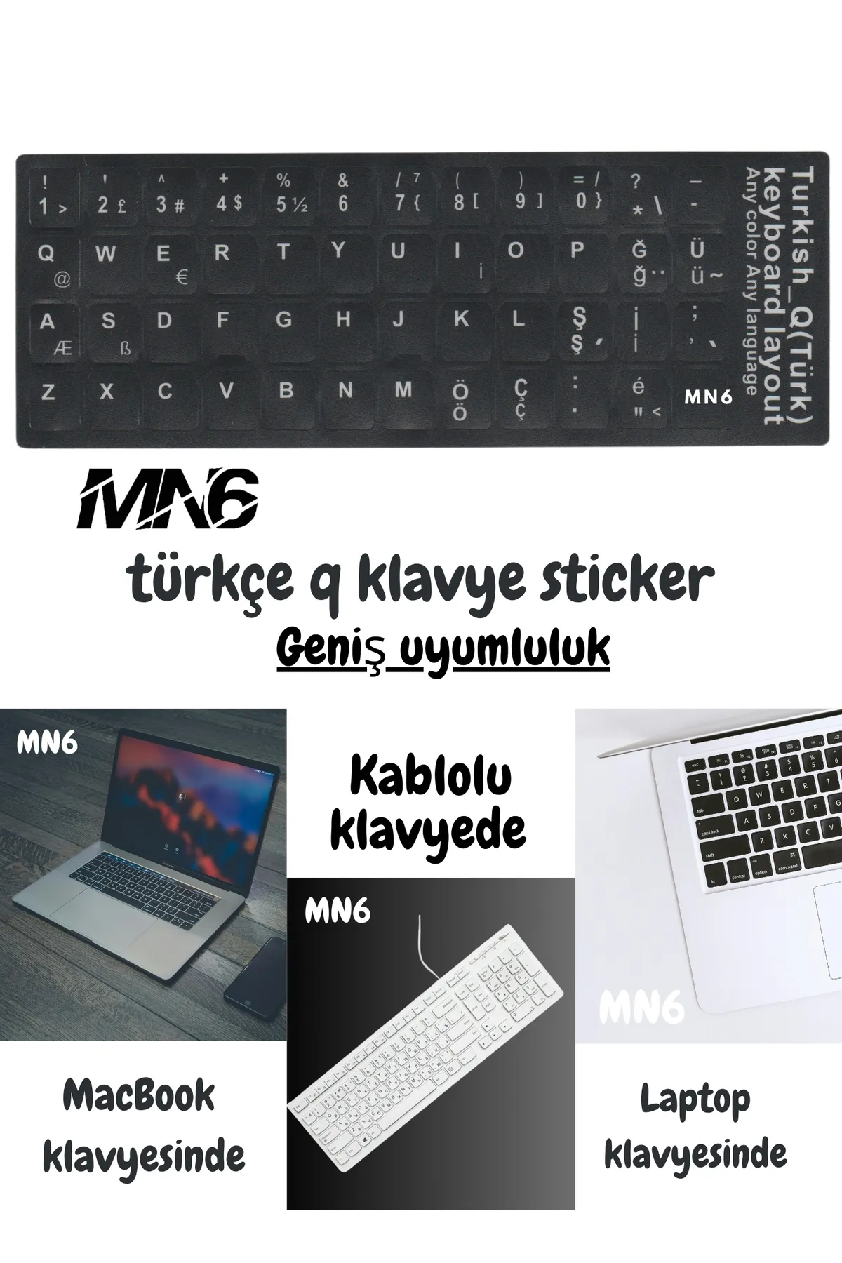 MN6 türkçe q klavye sticker/Laptop Pc uymlu Türkçe Q Sticker / A Kalite türkçe klavye sticker