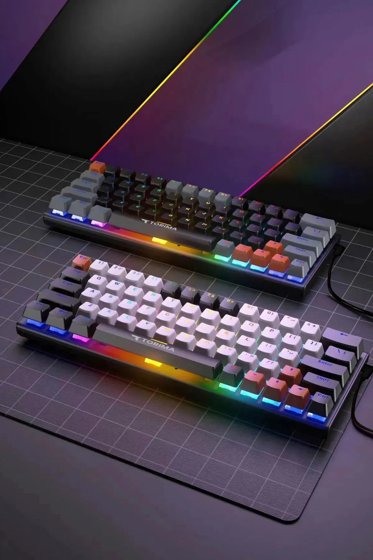 SNEXPRES Trol Blue Switch Mini Rgb Oyun Klavyesi Gaming Mekanik 62 Tuşlu 18 Rgb Led Usb Tip-c Kablosu Beyaz38