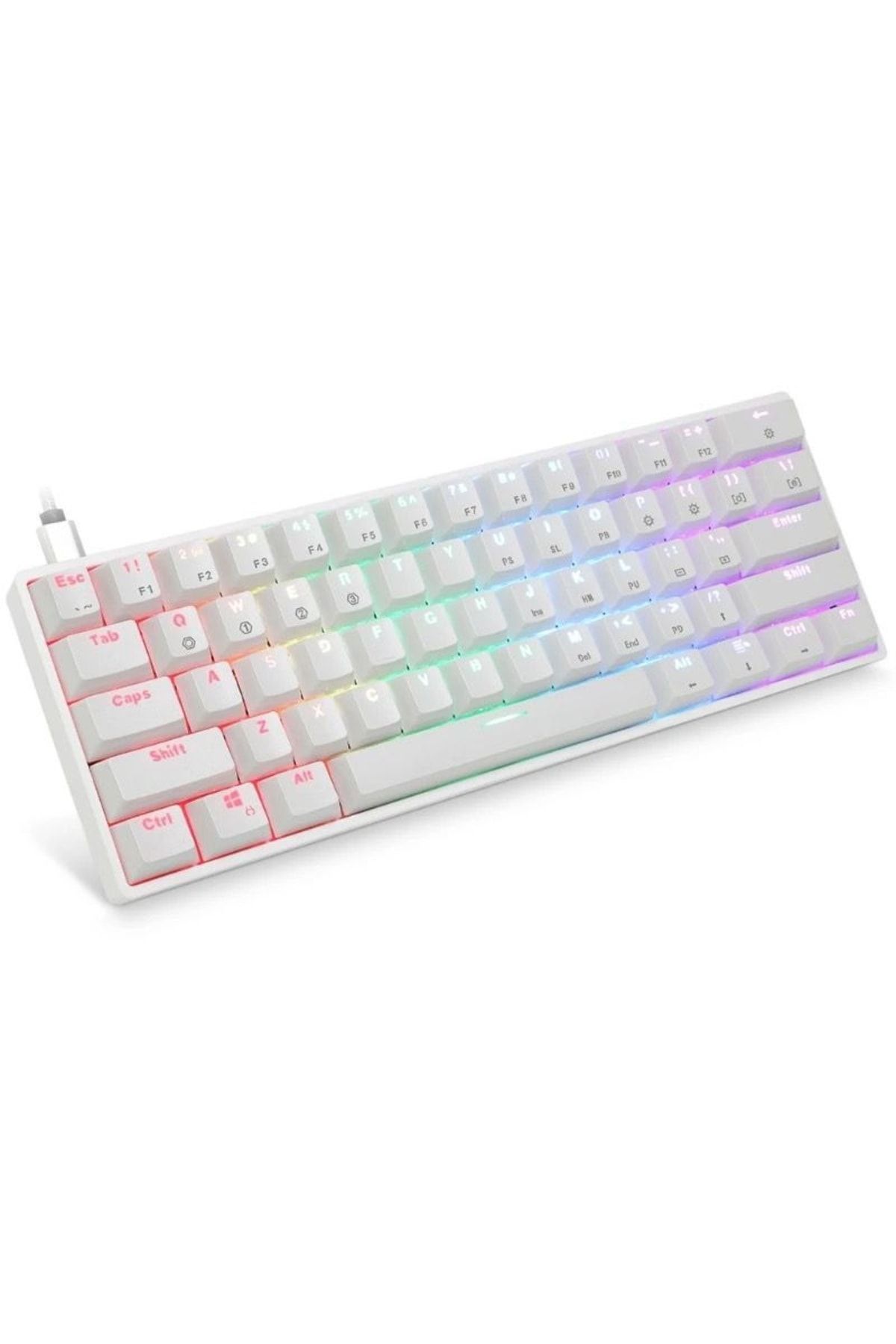 fortrek Trol Blue Switch Rgb Oyun Klavyesi Gaming Mekanik 62tuş 18 Rgb Led Usb Tip-c Beyaz Kablolu