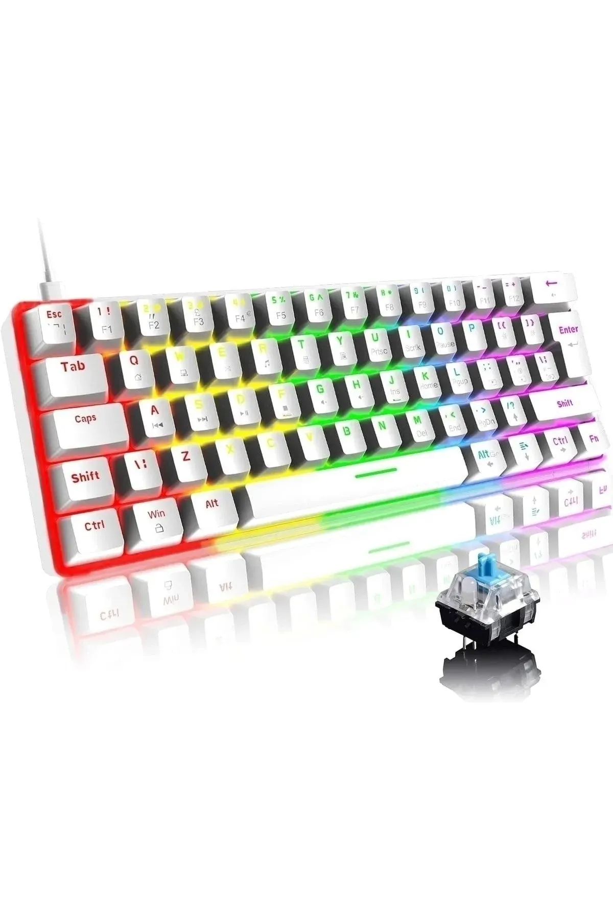 DOUBLESHOCK Trol Red Switch Mini Rgb Oyun Klavyesi Gaming Mekanik 62 Tuşlu 18 Rgb Led Usb Gaming Keyboard 2023