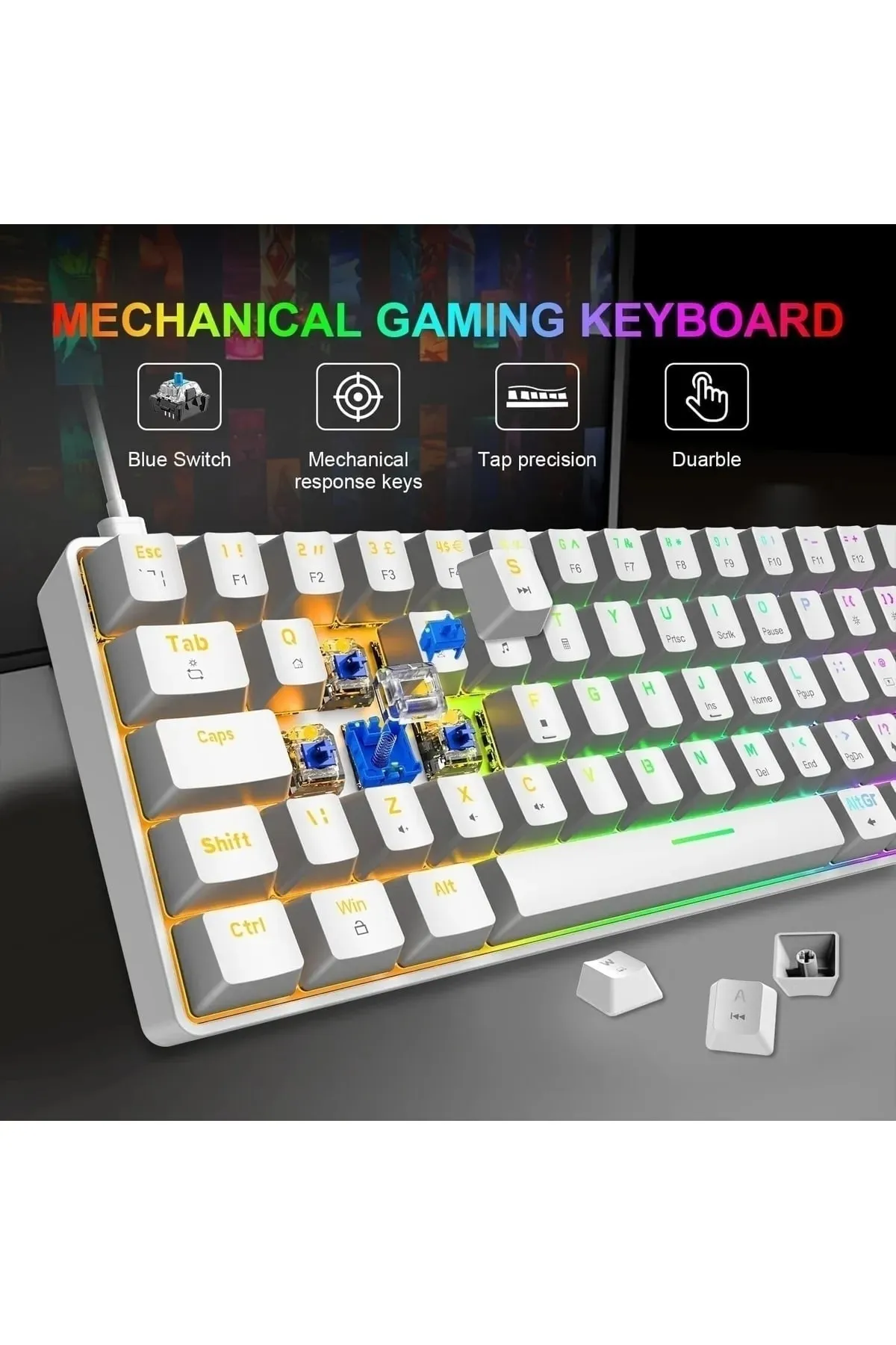 DOUBLESHOCK Trol Red Switch Mini Rgb Oyun Klavyesi Gaming Mekanik 62 Tuşlu 18 Rgb Led Usb Gaming Keyboard 2023