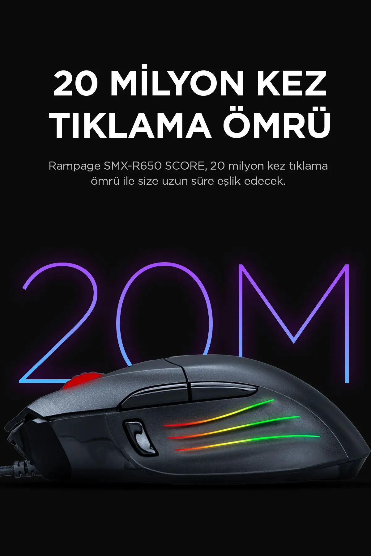 Rampage Tsrmx SCORE Usb Siyah 10000 Dpi RGB Gaming Oyuncu Mouse Star Collection 997516