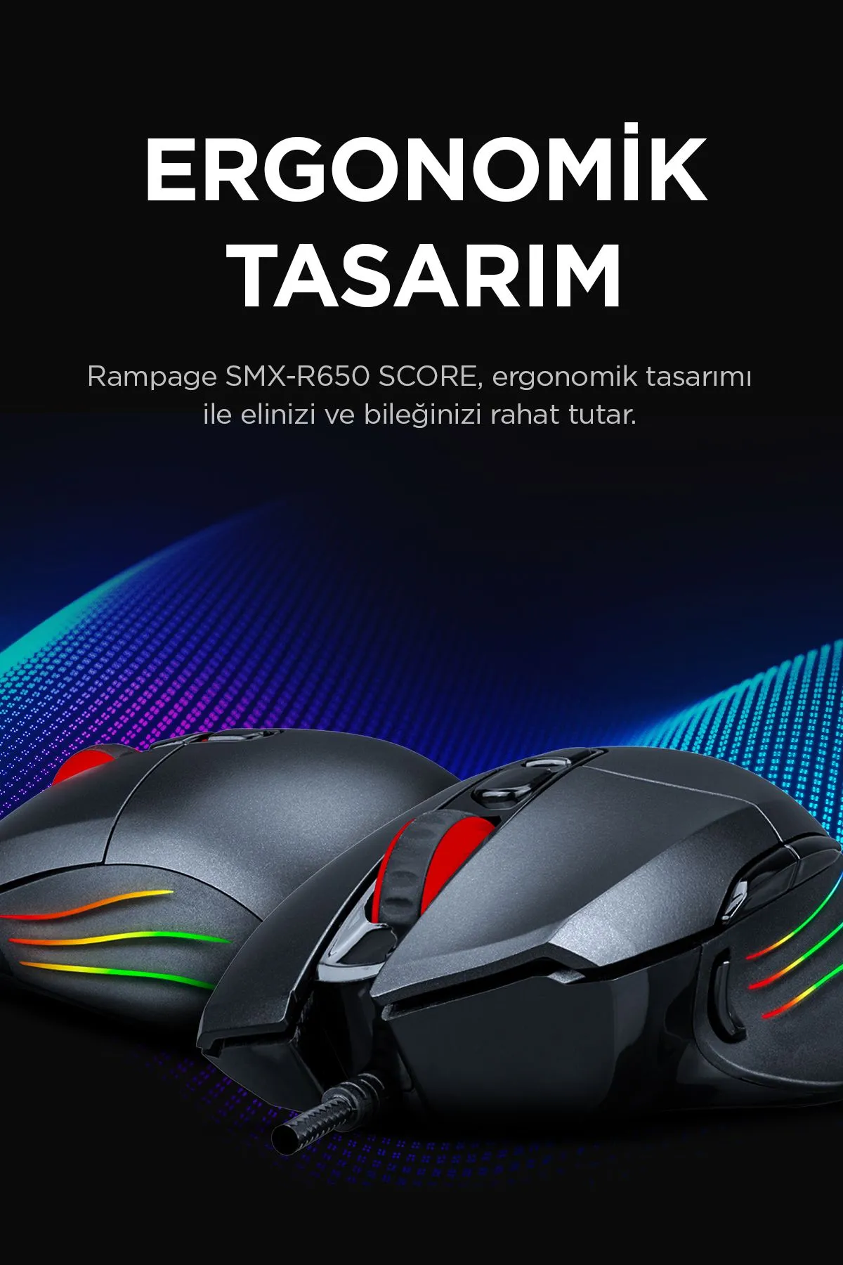 Rampage Tsrmx SCORE Usb Siyah 10000 Dpi RGB Gaming Oyuncu Mouse Star Collection 997516