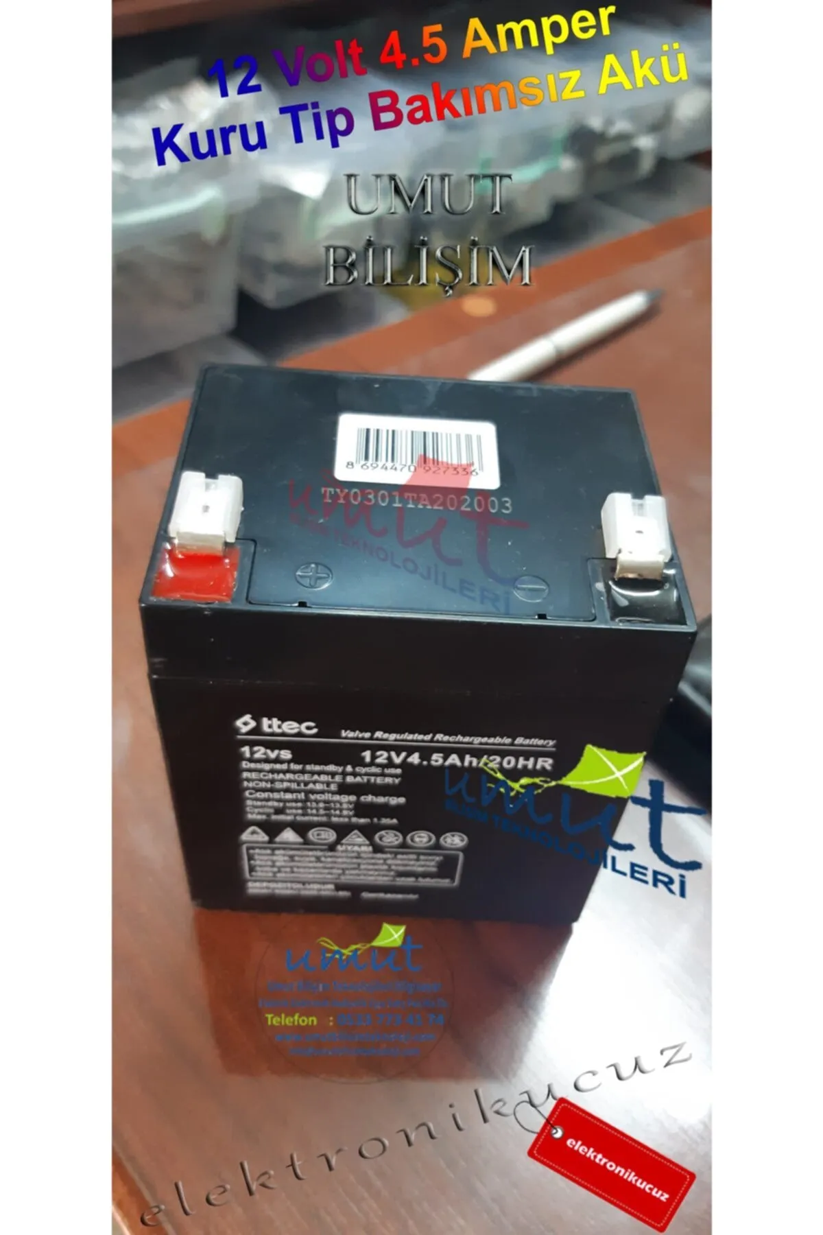 ELECTRONİC CHEAP Ttec 12v Volt 4,5ah Amper Bakımsız Kuru Akü Üretim Yılı 20