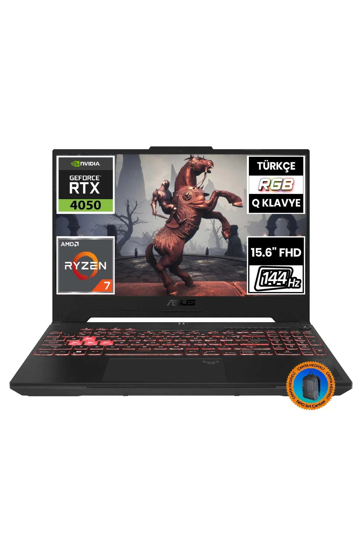 Asus TUF Gaming A15 FA507NU-LP030A3 Ryzen7 7735HS 16GB 512SSD RTX4050 15.6" FullHD FreeDOS Taşınabil