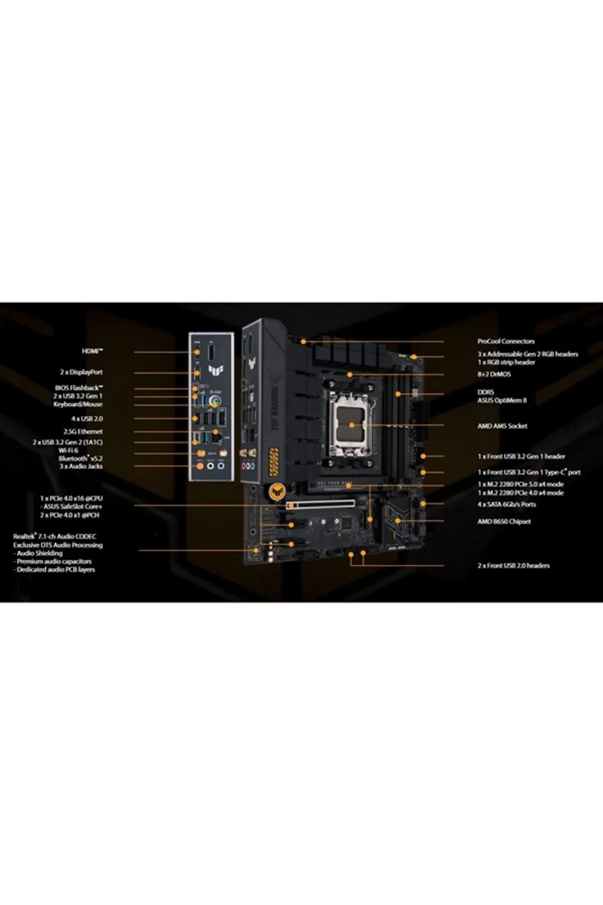 Asus TUF GAMING B650M-E GAMING WIFI-6E DDR5 HDMI-DP PCIE 4.0 AM5 MATX