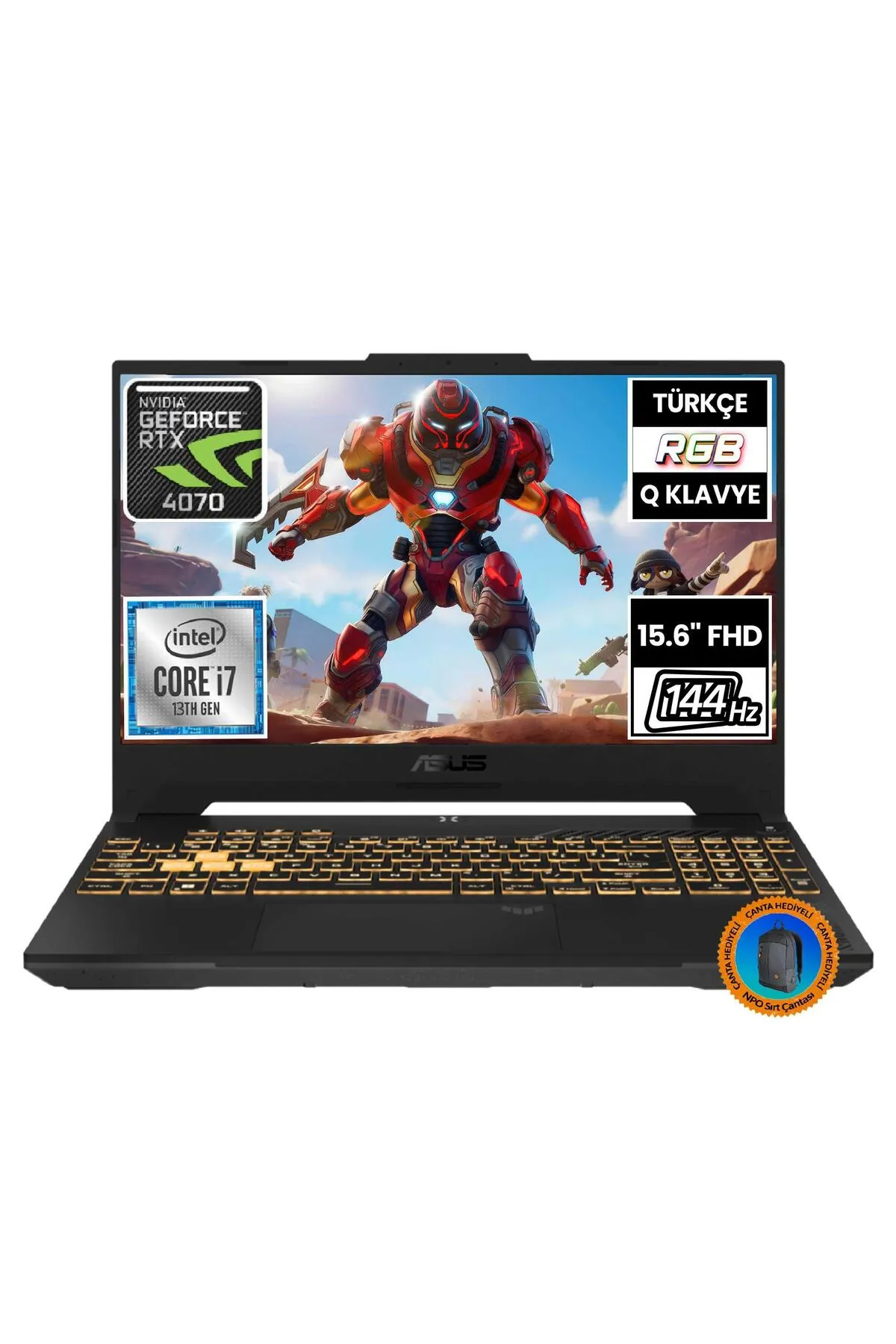 Asus TUF Gaming F15 FX507VI-LP096A4 i7-13620H 32GB 1TBSSD RTX4070 15.6" FullHD FreeDOS Taşınabilir B