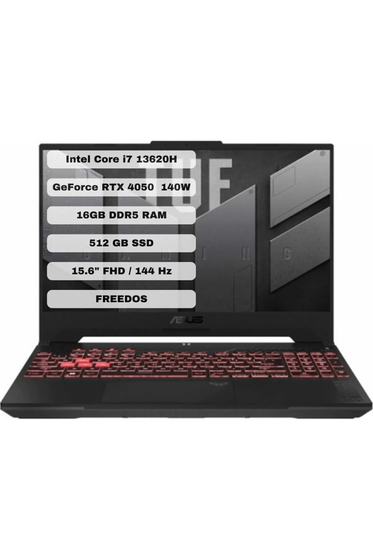 Asus Tuf Gaming F15 Fx507vu-lp141 I7 13620h 16gb 512gb Ssd Rtx4050-140 Watt Freedos 15.6" 144 Hz Fhd