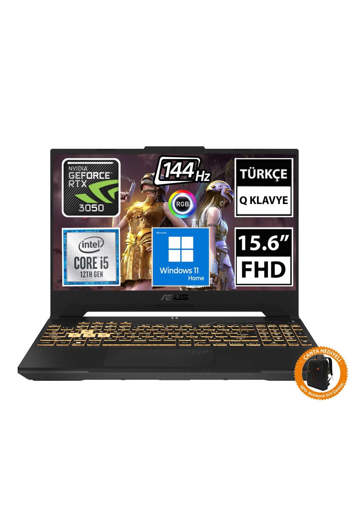 Asus TUF Gaming F15 FX507ZC4-HN081W04 i5-12500H 16GB 1TBSSD RTX3050 15.6" FullHD W11H Taşınabilir Bi