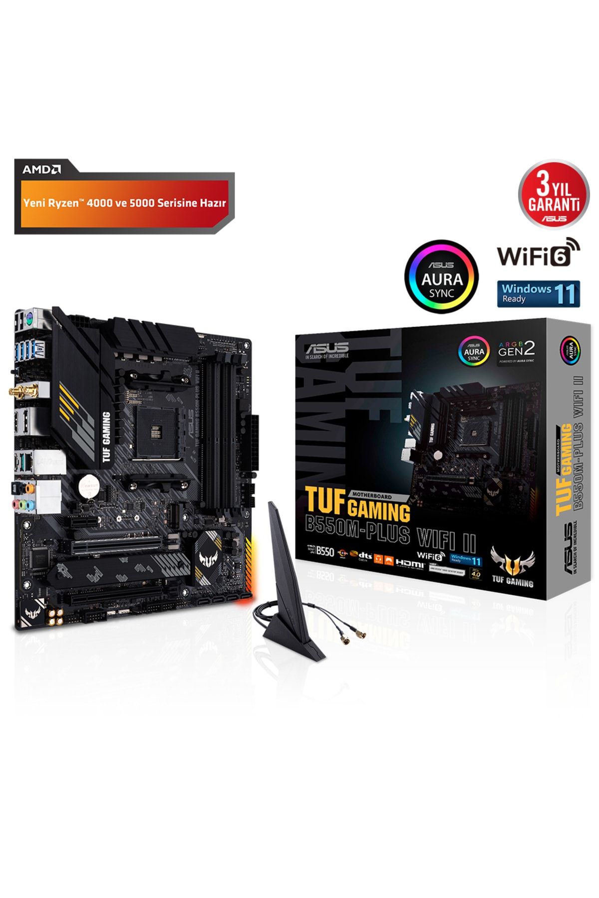 Asus Tuf Gamıng B550m-plus Wıfı Iı 4xddr4 Dp/hdmı 2xm.2 Am4 Anakart