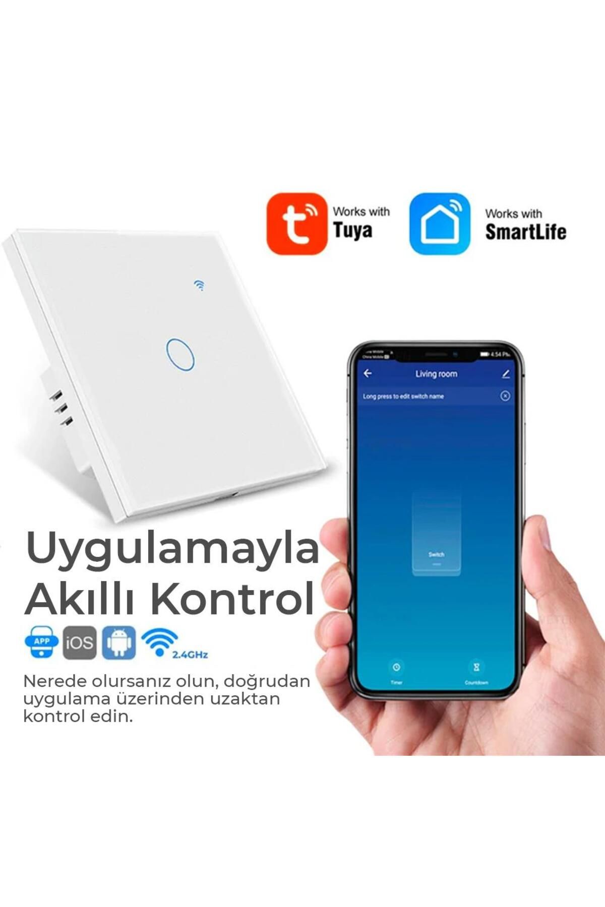 TLS Robotik Tuya WiFi Akıllı Tek Kanal Dokunmatik Anahtar