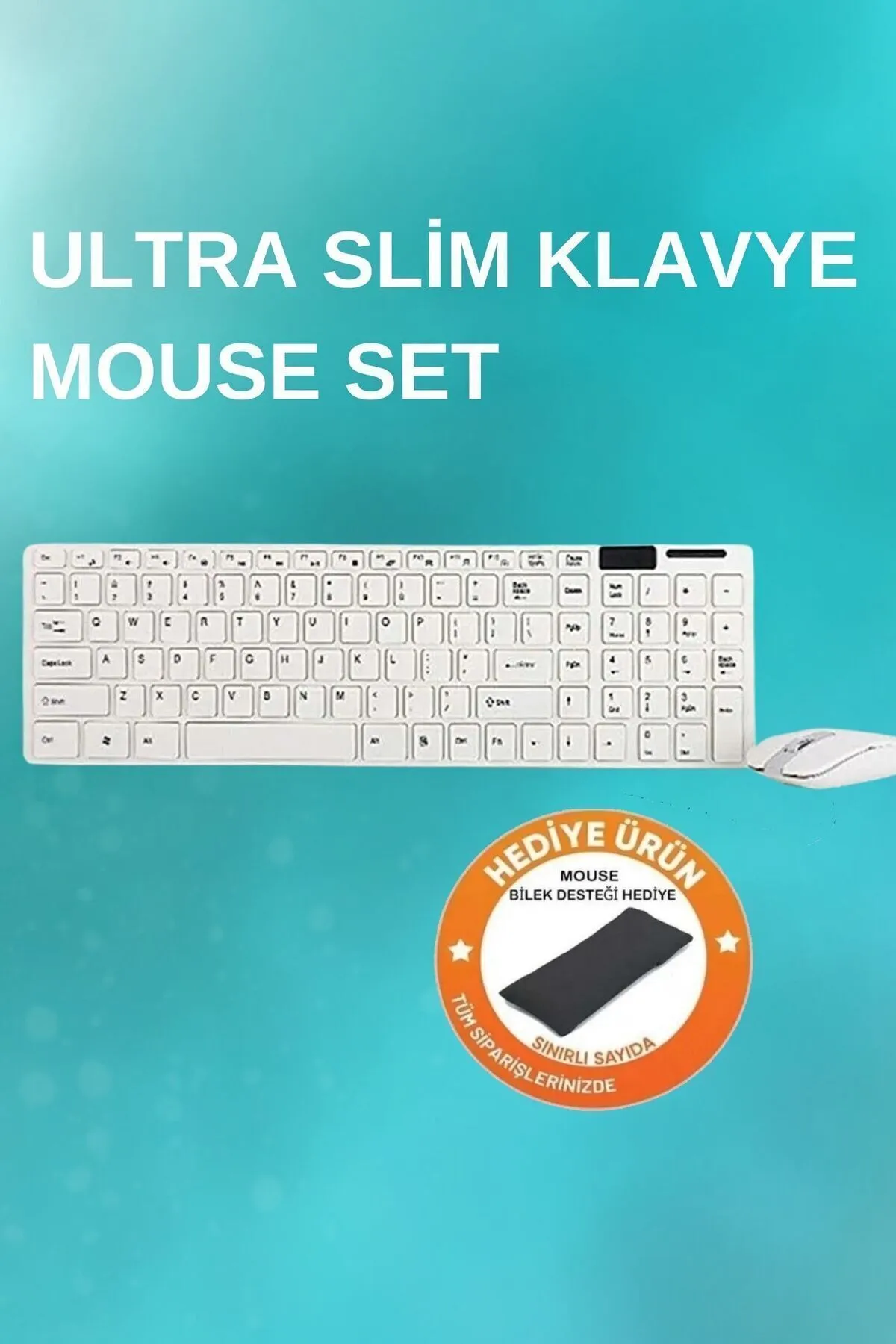 Zineets Tv Pc Uyumlu Wireless Usb Kablosuz Q Multimedya Ultra Slim Klavye Mouse Seti Siyah Bilek Destekl