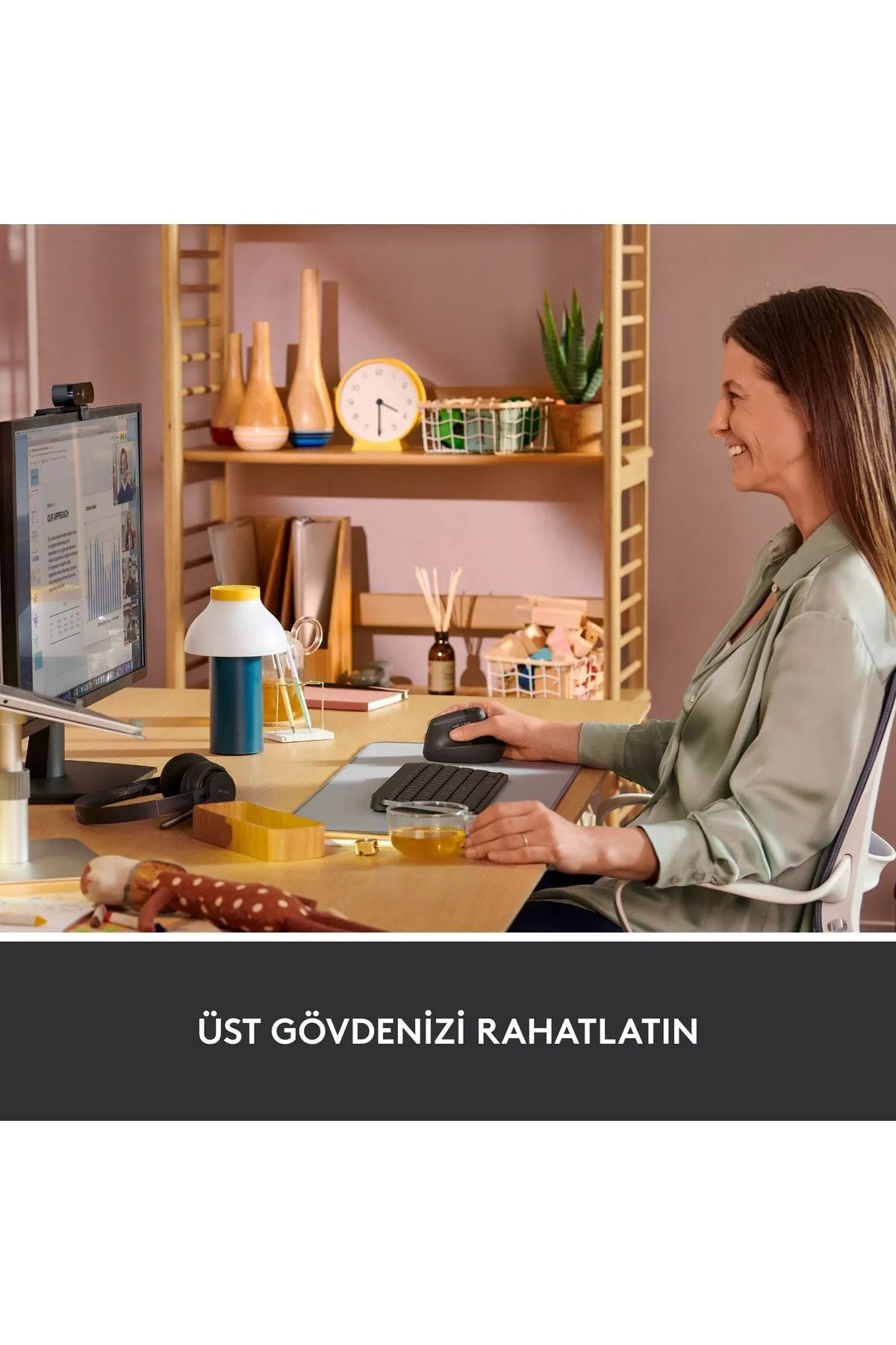 Logitech Tx Lift Sessiz Kablosuz Ergonomik Dikey Mouse - Siyah Tex Yeni Model Desen 987838