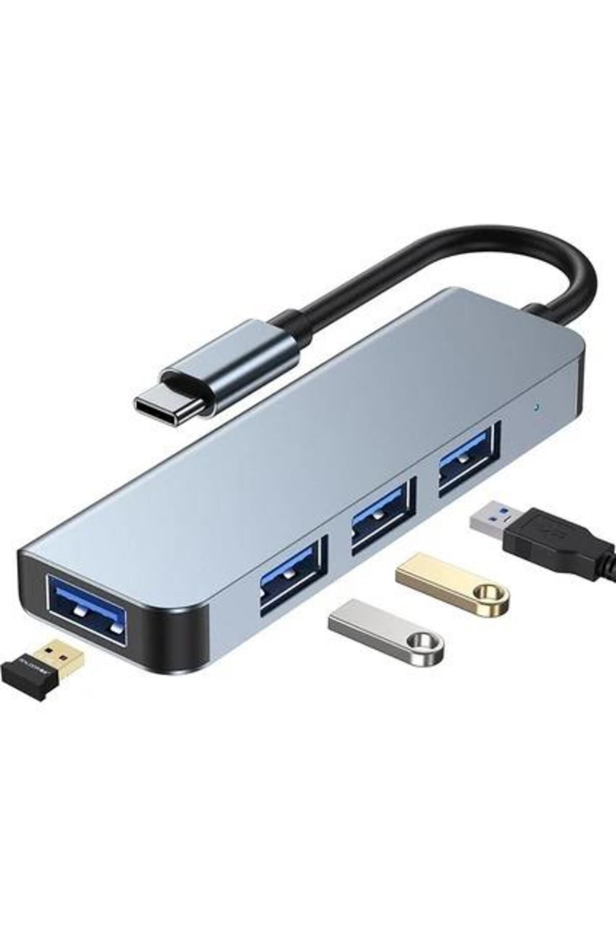 PDAteknoloji Type-C 4 In 1 USB 3.0 Hub Alüminyum Gövde USB Çoklayıcı Hub BYL-2013T